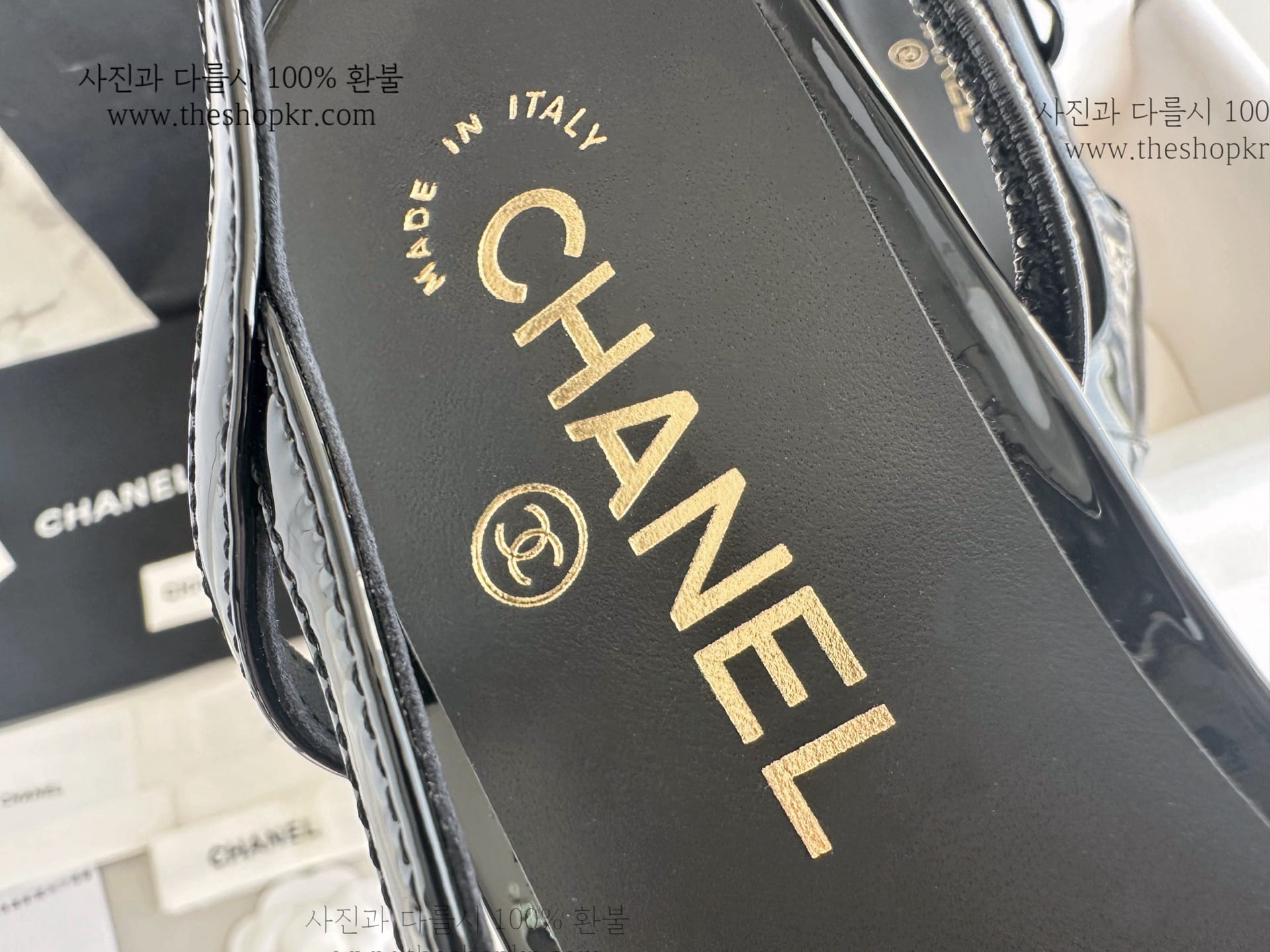 (해피) 샤넬 에나멜 슬링백 구두